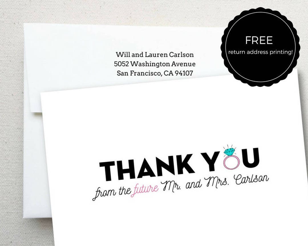 Wedding Engagement Thank You Note Card Thank You From the Etsy