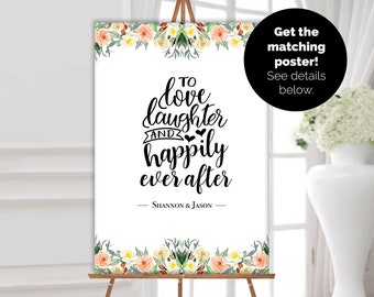 Affiche de mariage personnalisée, rire d'amour et heureusement jamais après, signe de mariage, fichier numérique ou affiche de noyau de mousse - EXPÉDITION gratuite!