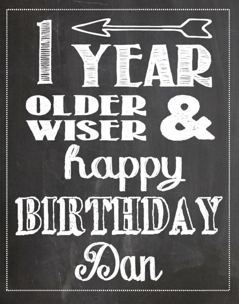 Happy Birthday Sign Personalized One Year Older and Wiser | Etsy