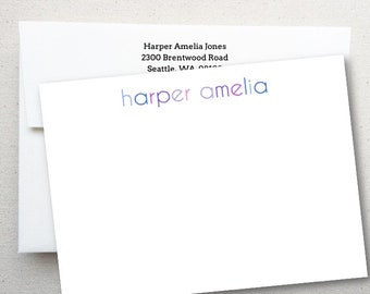 Baby Thank You Note Flat Card, Personalized Thank You With Baby Name, Envelope With Return Address, Baby Gift - FREE SHIPPING!