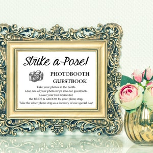 Photobooth Guestbook Instructions sign - Wedding Reception Signage, Wedding Signs, Table Card, Modern, Calligraphy