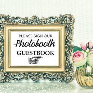 Please sign our photobooth guestbook sign - Wedding Reception Signage, Wedding Signs, Table Card, Modern, Calligraphy