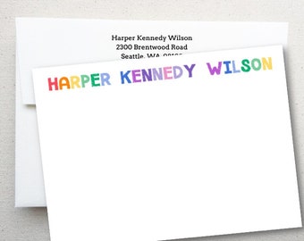Baby Thank You Note Flat Card, Personalized Thank You With Baby Name, Envelope With Return Address, Baby Gift - FREE SHIPPING!