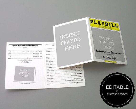 playbill broadway template for rehearsal dinner program etsy playbill template microsoft word