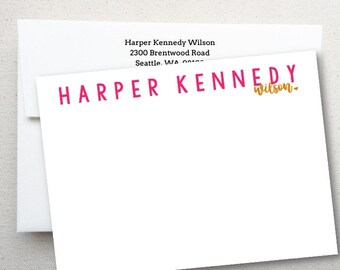 Baby Thank You Note Flat Card, Personalized Thank You With Baby Name, Envelope With Return Address, Baby Gift - FREE SHIPPING!