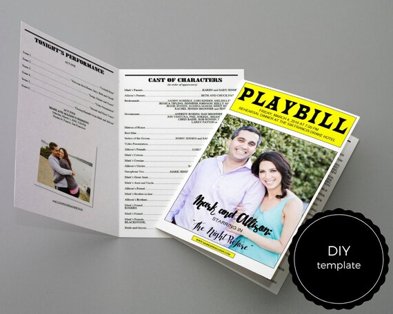 playbill broadway template for rehearsal dinner program etsy playbill template microsoft word