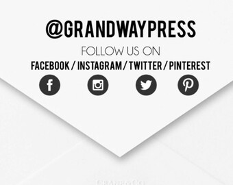 Self-Inking Social Media Stamp, Wooden Handle Stamp, Business Stamp, Brand Packaging, 5 Ink Colors