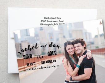 Photo Save the Date Cards, Personalized Flat Card with Envelope