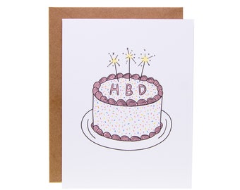 Unique Happy Birthday Card | Cute Happy Birthday Card | HBD Cake Card