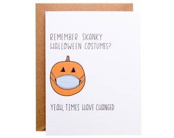 Funny Halloween Card | Pandemic Halloween Card | Unique Halloween Card | Masked Pumpkin