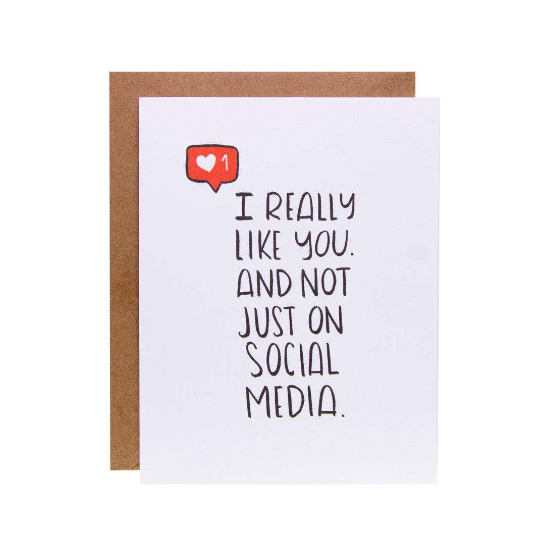 Funny Love Card | I Really Like You and Not Just on Social Media - Etsy