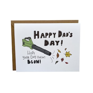Divertente biglietto per la festa del papà//unico biglietto per la festa del papà/cartolina per la festa del papà/biglietto per soffiatore di foglie