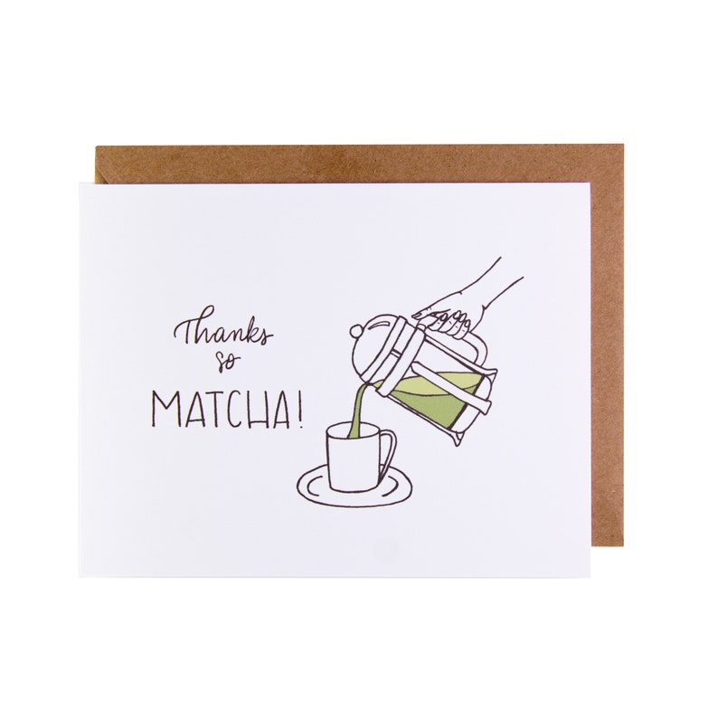 Cute Thank You Card Unique Thank You Card Thanks so Matcha image 1