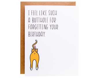 Funny Belated Birthday Card | Unique Belated Birthday Card | Funny I Forgot Your Birthday Card | Cat Person Birthday Card