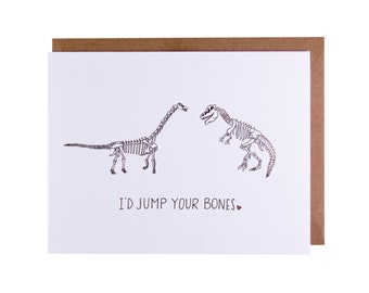 Funny Love Card | Unique Love Card | I'd Jump Your Bones Dinosaurs