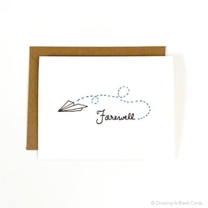 Tarjeta de despedida única / Linda tarjeta de despedida / Avión de papel