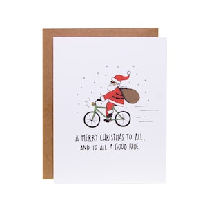 Cartão de Natal engraçado | Passeio de bicicleta do Papai Noel