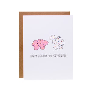Funny Birthday Card | Unique Birthday Card | Animal Cookies, Party Animal Card