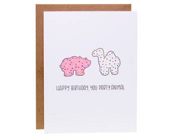 Funny Birthday Card | Unique Birthday Card | Animal Cookies, Party Animal Card