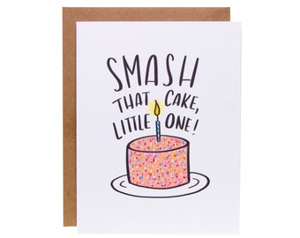 Funny First Birthday Card | Unique First Birthday Card | Birthday Smash Cake