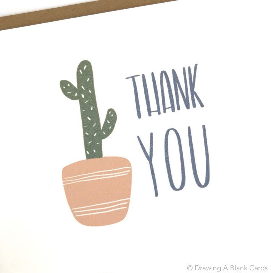 Cute Thank You Card Cactus Plant Etsy