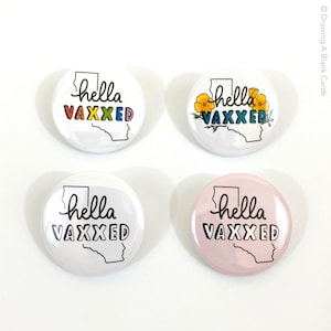 Funny Vaccination Flair Pin | Unique Vaccination Pins | Hella Vaxxed Cali Collection | Cali Poppies Pin | Cali Pride Pin