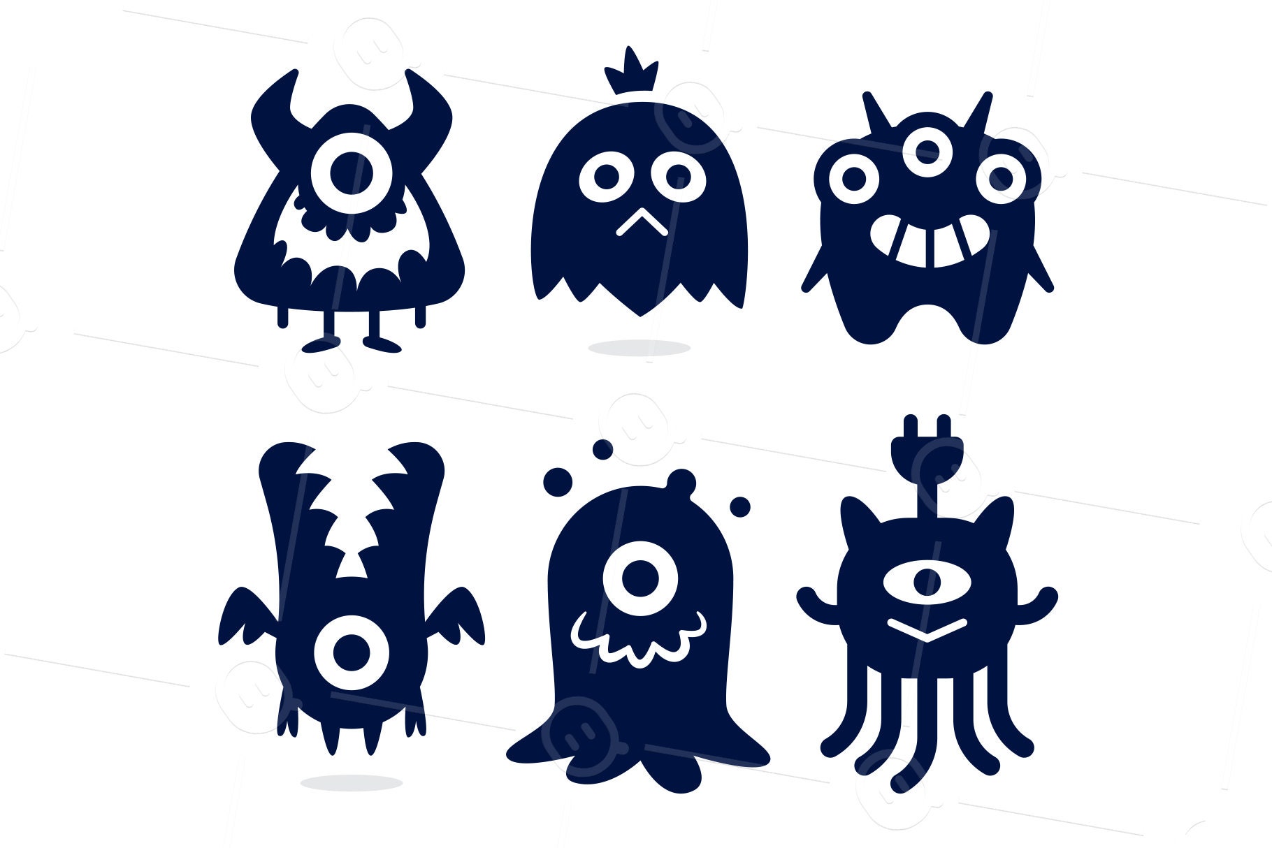 Download Cute and Funny Monster Silhouette Mascot Children Clipart ...