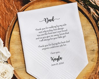 Dad Wedding Handkerchief, Father of the Bride Wedding Handkerchief, Personalized Wedding Handkerchief, Gift for Dad, printed hankies- FOB1