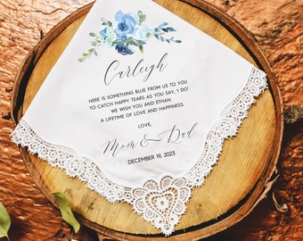 Something Blue for Bride, Personalized Wedding Handkerchief Gift for Bride, Something Blue Gift for Bridal Shower, Gift for Bride to Be