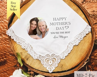 Mothers Day Gift from Daughter, Custom Photo, Handkerchief Keepsake