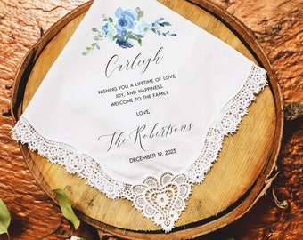 Daughter In Law Wedding Gift from Mother In Law, Personalized Wedding Handkerchief, Gift for Daughter In Law on Wedding Day from In Laws
