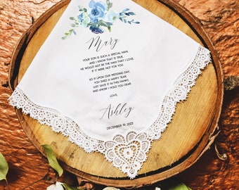 Wedding Handkerchief for Mother In Law from bride, Personalized Wedding Gift for Parent, Thank You Gift, Mother in Law Wedding Gift