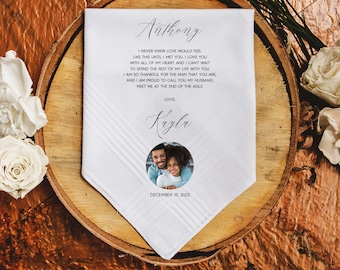 Groom wedding gift from the Bride-Wedding Handkerchief-printed-customize-groom gift-Wedding Gift for groom-Bride Gift to Husband-GBN