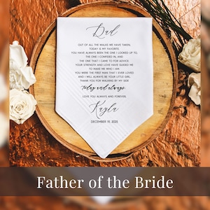 Cadeau père de la mariée, cadeau mère de la mariée, cadeau de la mariée, mouchoir de mariage personnalisé, père de la mariée, cadeau de la fille