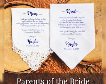 Cadeau pour la mère de la mariée et cadeau pour le père de la mariée de la mariée, cadeau pour la mère de la mariée, mouchoir de mariage de la fille, cadeau pour les parents P