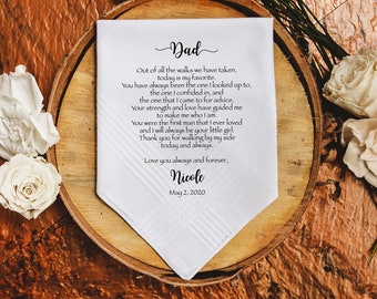 Father of the Bride handkerchief from the Bride, wedding handkerchief from daughter, printed, Father of bride gift from bride, dad gift-FOB2