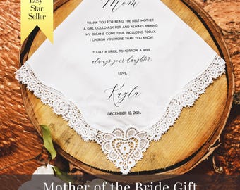 Cadeau pour la mère de la mariée et cadeau pour le père de la mariée de la mariée, cadeau pour la mère de la mariée, mouchoir de mariage de la fille, cadeau pour les parents P