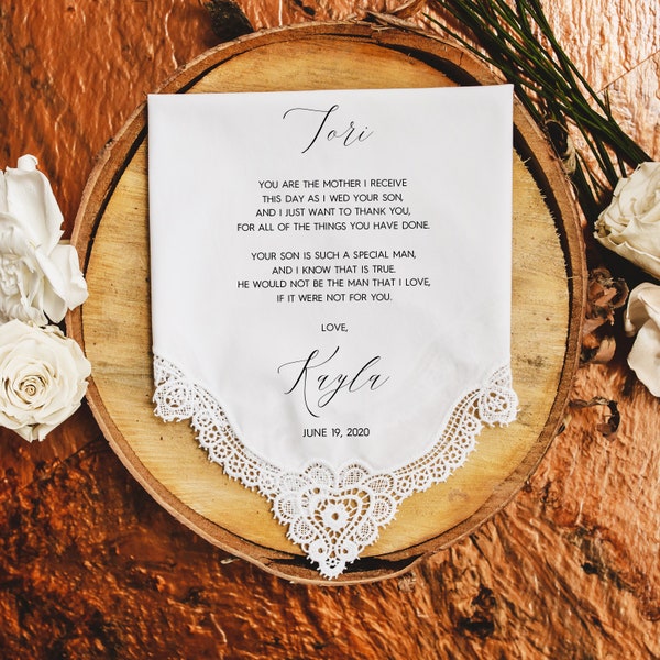 Mother of the Groom handkerchief from the Bride, wedding handkerchief from daughter in law, print,Mother of the groom gift from bride