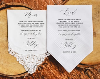 Mother of the Bride Gift & Father of the Bride Gift From Bride, Mother of Bride Gift, Wedding Handkerchief from Daughter, Gift for Parents