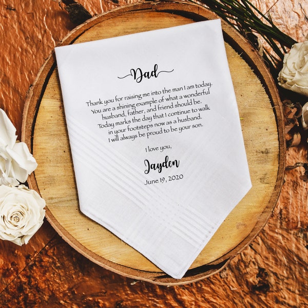 Father of the Groom Gift from the Groom, wedding handkerchief from son, print, father of the groom gift from son- FOGG