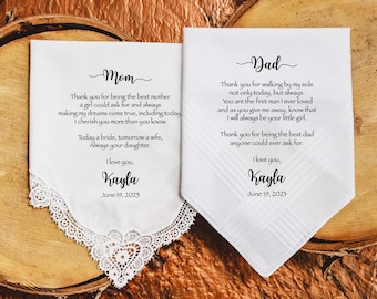 Mother of the Bride Gift & Father of the Bride Gift from the Bride, Mother of Bride Gift, wedding handkerchief from daughter