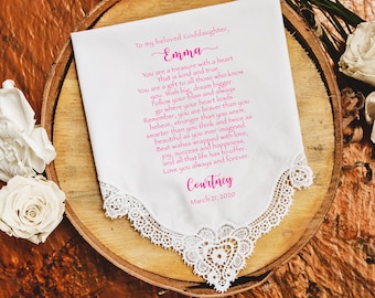 Goddaughter Wedding Gifts from Godmother, Goddaughter handkerchief, Goddaughter baptism gift, Goddaughter Birthday, Goddaughter Gift - Godd
