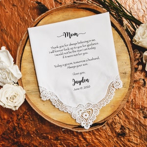 Mother of the Groom Gift from the Groom, wedding handkerchief from son, wedding gift from groom, print, mother of groom gift from son- MOGG