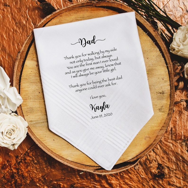 Dad Wedding Handkerchief, Father of the Bride Wedding Handkerchief, Personalized Wedding Handkerchief, Gift for Dad, printed hankies- FOB1 