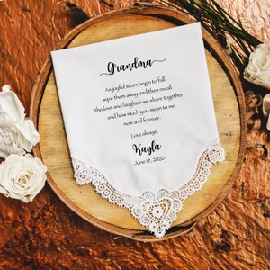 Grandma Handkerchief gift from the Bride and Groom-printed-Wedding Hankies-Grandmother Gift-Grandma Hankerchief-Bride Gift to Granny-GM