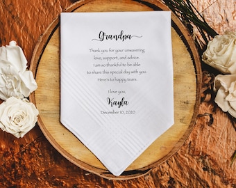 Grandfather of the Bride Handkerchief-Wedding Hankerchief-print-Wedding gift to Grandpa-Grandfather hankie from the Bride or Groom-GOP2