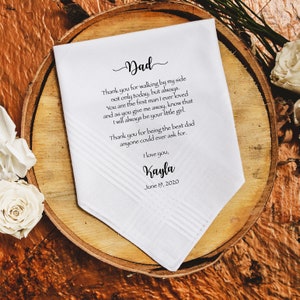 Father of the Bride handkerchief from the Bride, wedding handkerchief from daughter,printed, Father of bride gift from bride, dad gift image 6