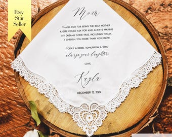 Cadeau pour la mère de la mariée et cadeau pour le père de la mariée de la mariée, cadeau pour la mère de la mariée, mouchoir de mariage de sa fille, cadeau pour les parents