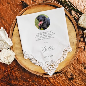 Wedding Handkerchief From Your Dog, Gift for the Bride, Gift for the Groom from Dog, Customized handkerchief with photo of pet - nPet