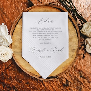 Cadeau de mariage pour fils des parents. Cadeau de mariage de maman pour son fils. Mouchoir de mariage personnalisé, cadeau de mariage de fils de maman, cadeau de fils